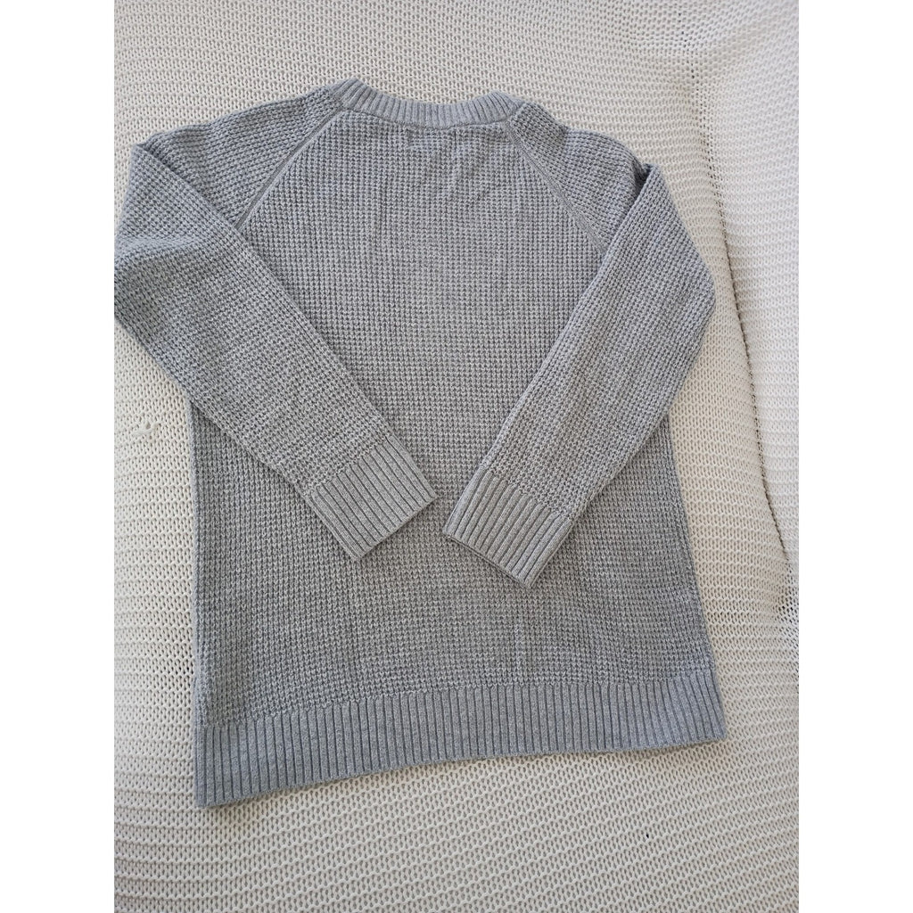 Old Navy Light Grey Cotton Heather Waffle Knit Crewneck Sweater Soft Size S/M