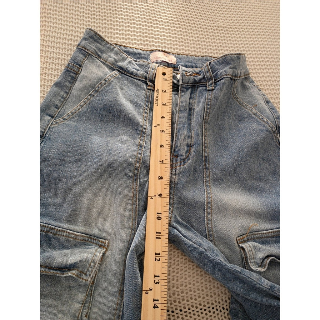 LILAC SUNSET Light Blue Denim Cargo Pants 24x31T