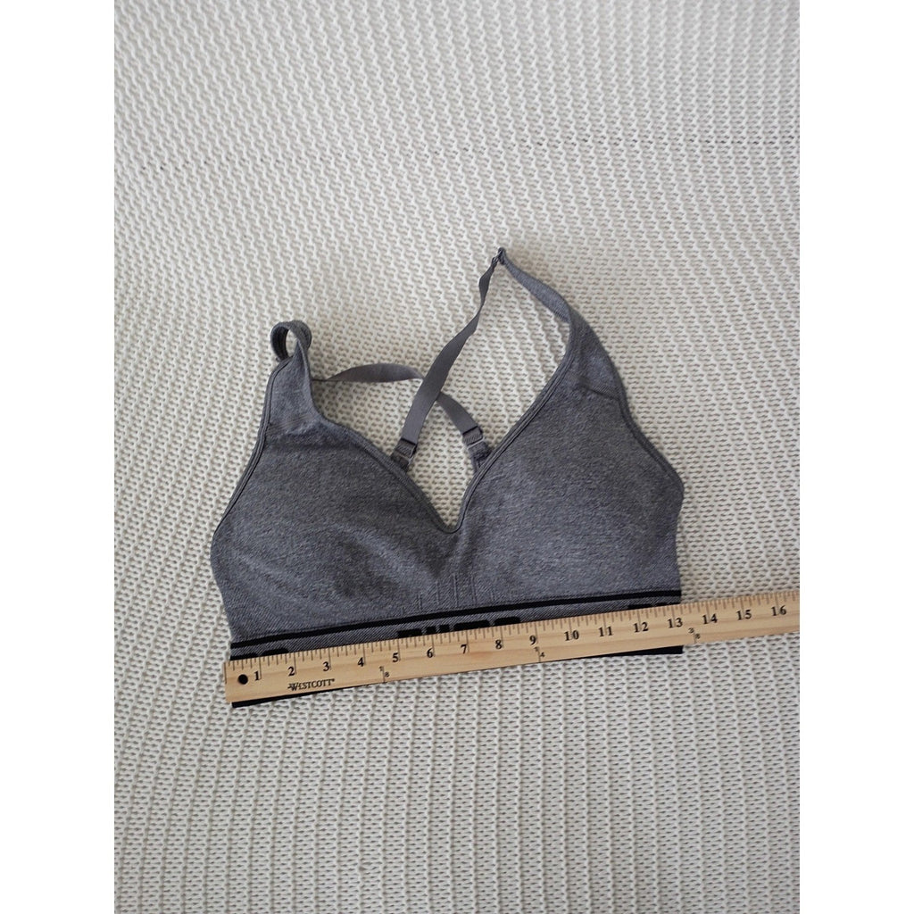 Puma Heather Grey Seamless Cross Back Sports Bra Logo Band Adjustable Small S