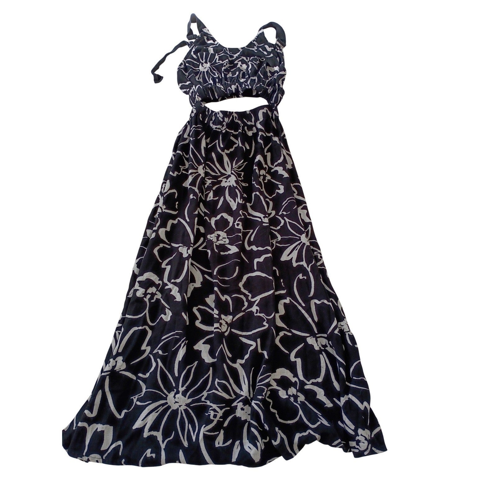 ASOS DESIGN Tall Black White Floral Cutout Maxi Dress Fits S Slveless Summer