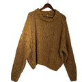Easel Mustard Boho Eclectic Yellow Confetti Pom Pom Chunky Knit Crew Nck Sweater