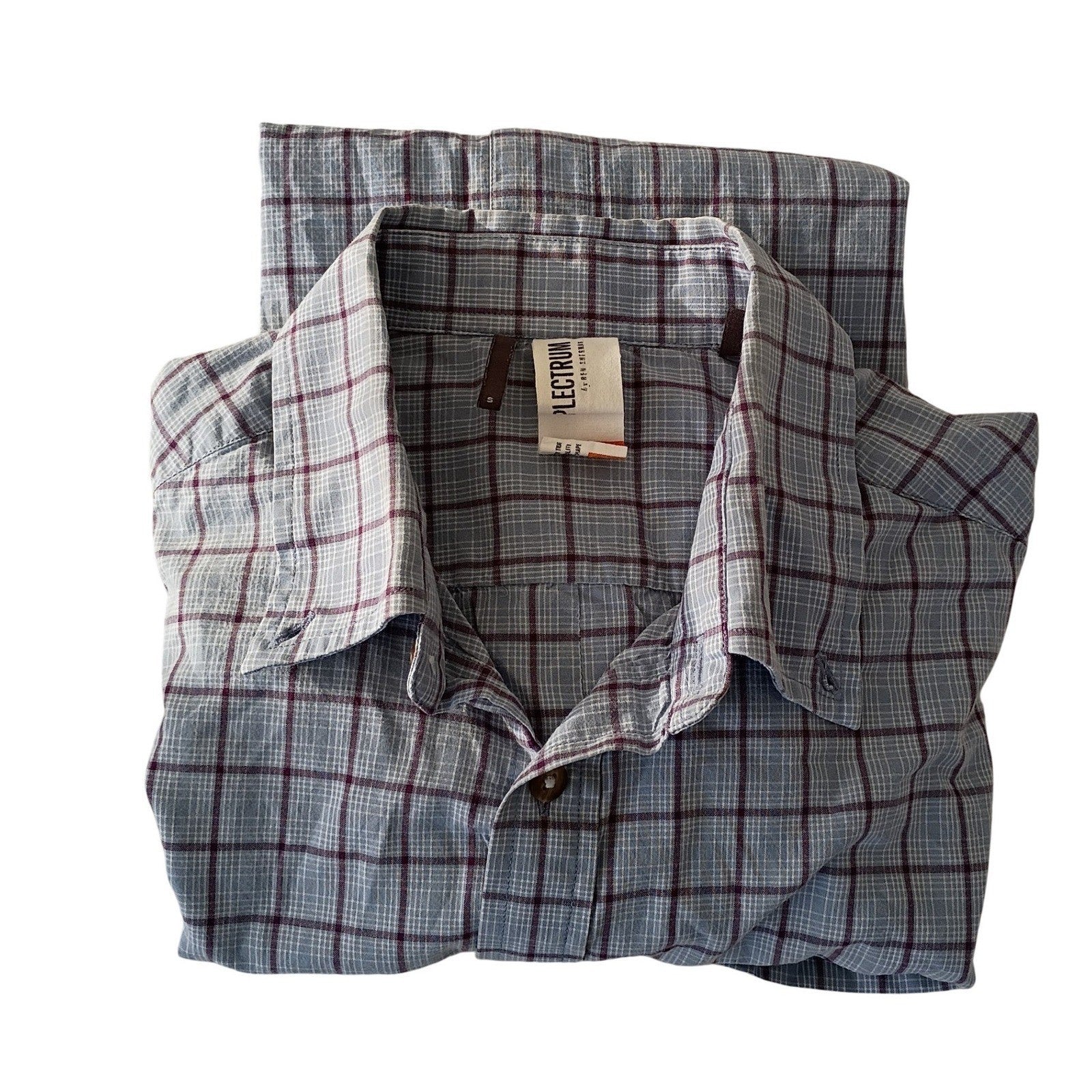 Plectrum by Renèe Cifelli Windowpane Check Shirt Blue Cotton Classic Casual S