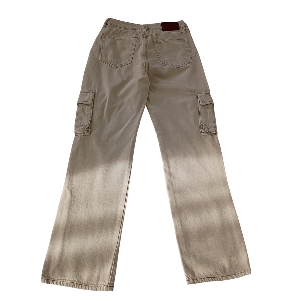 Hidden Jeans Khaki Cargo Pants Straight Leg Tan Utility Y2K Minimalist Size 25