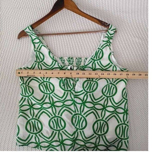Maeve Anthropologie Green White Geometric Print Sleeveless Crop Top Fits S $78