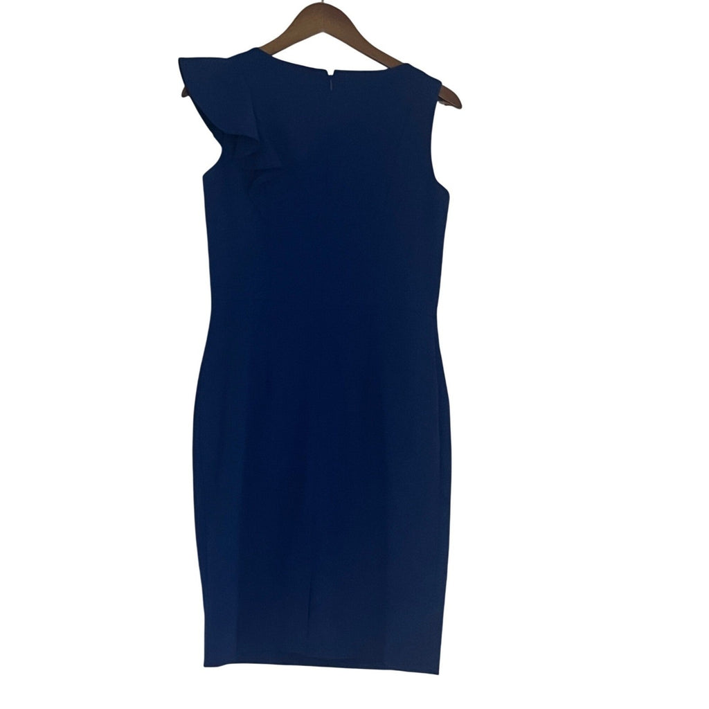 Calvin Klein Royal Blue Ruffle Sheath Dress Fits S