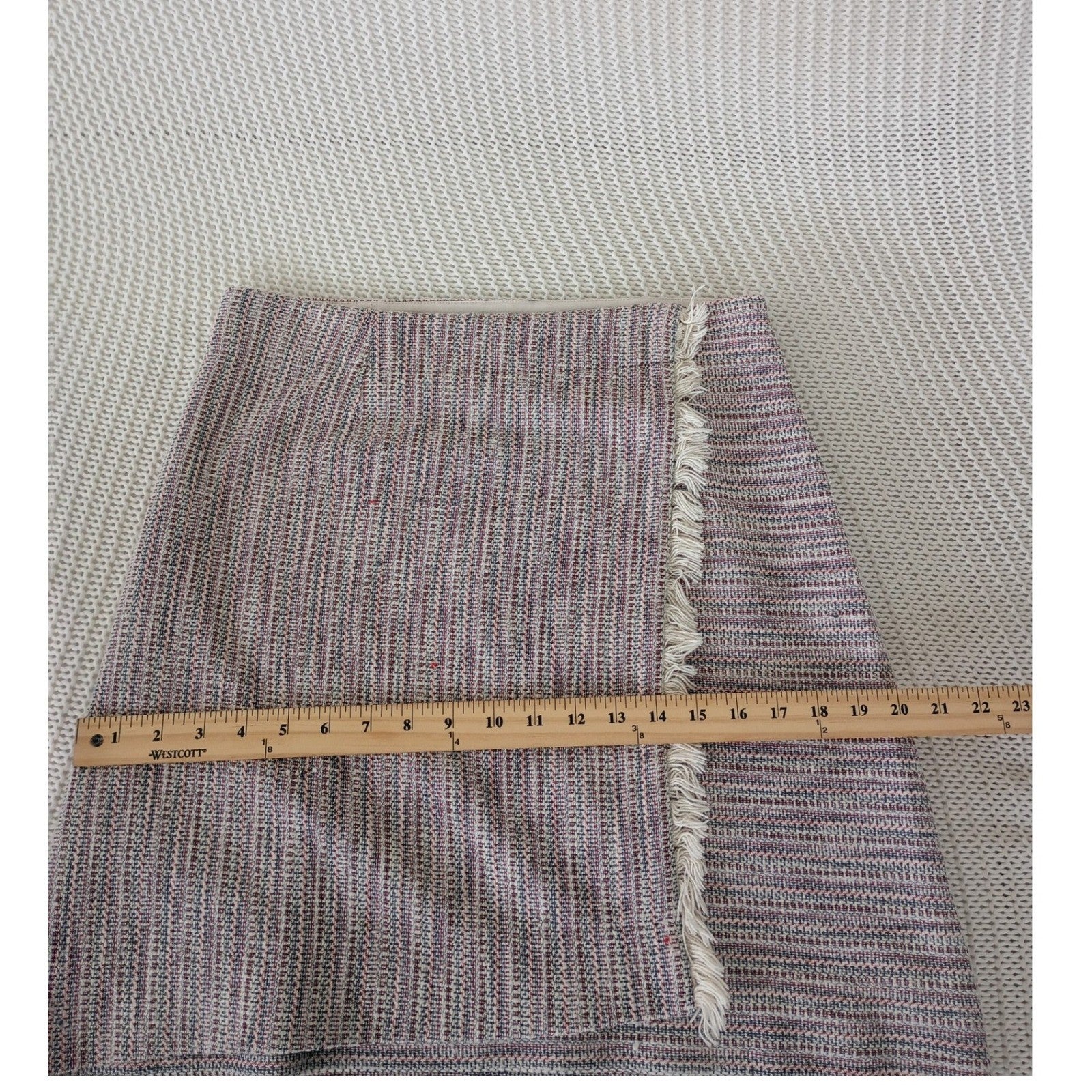 Maeve Anthropologie Cotton Tweed Fringe Trim A-Line Mini Skirt Multi Color Sz 10