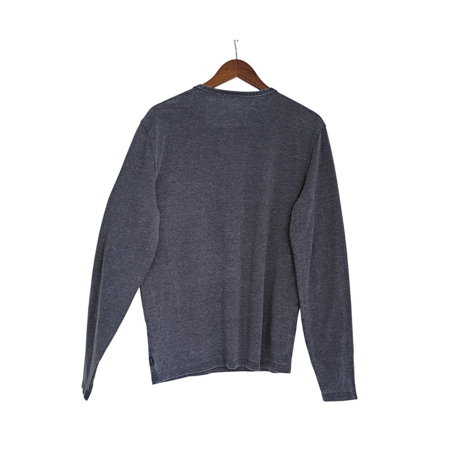 Lucky Brand Venice Burnout Cotton Blend Henley Shirt Long Sleeve Gray Mens M