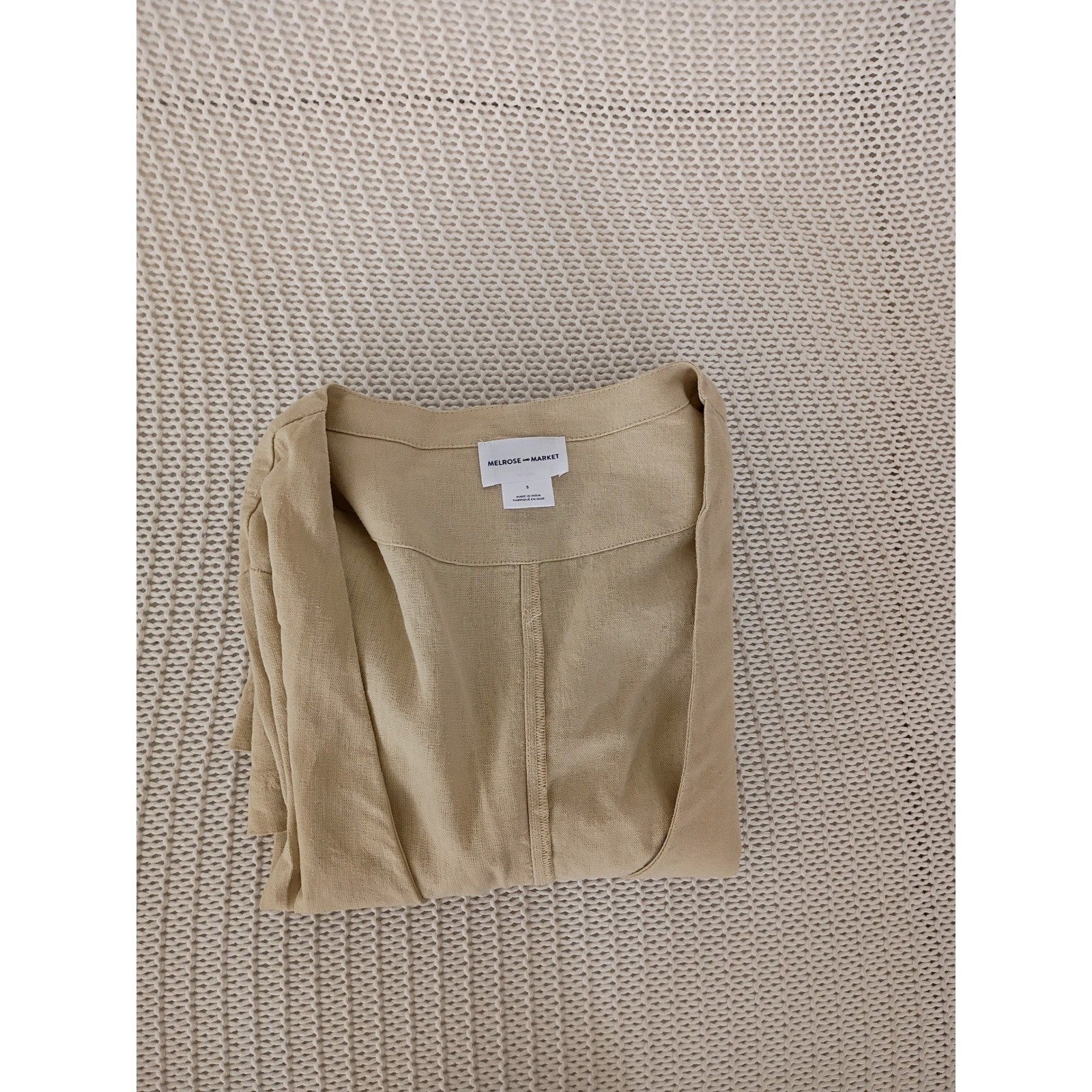 Melrose and Market Tan Linen Blend Blazer Coastal Chic Fits S/M Lagenlook