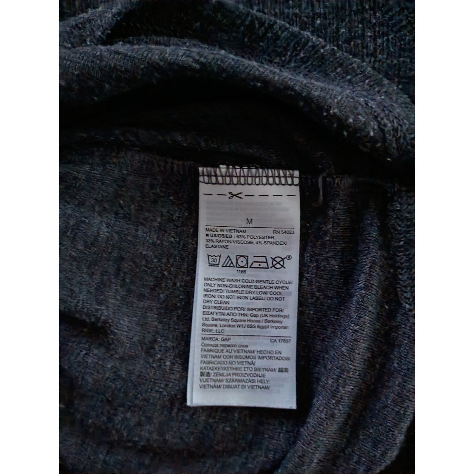 GapBody Charcoal Heather Henley V Neck Long Sleeve Top M Minimalist Loungewear