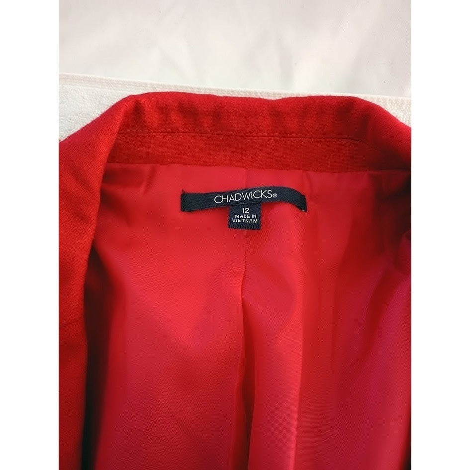 Chadwicks Red Wool Blend Blazer Single Button Career Office Classic 12