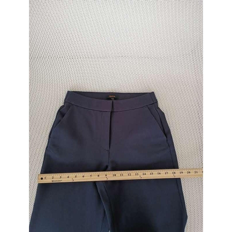 Quince Navy Blue Ultra Stretch Ponte Trouser Wide Leg Pants S W27 High Waisted