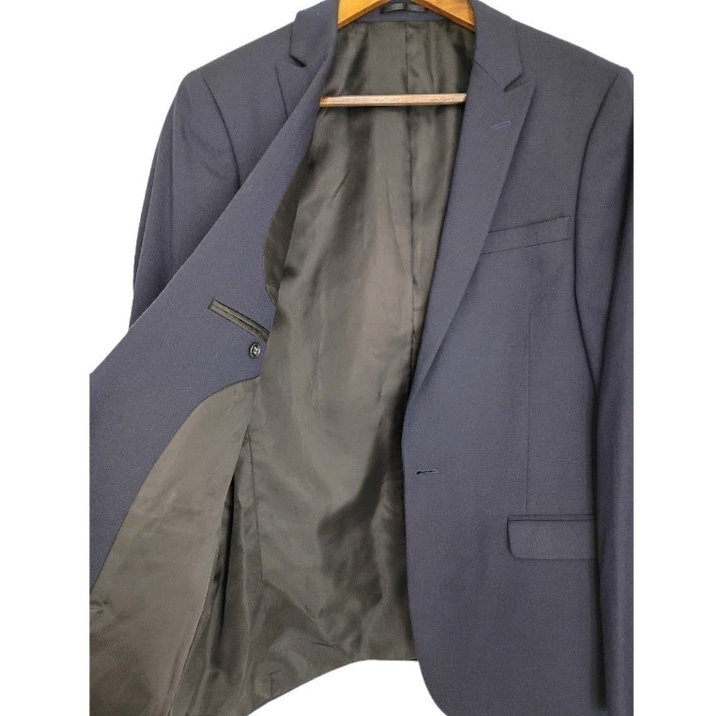Slim Fit Wool Blend Blazer Navy Blue Men 40R Smart Tailored ASOS