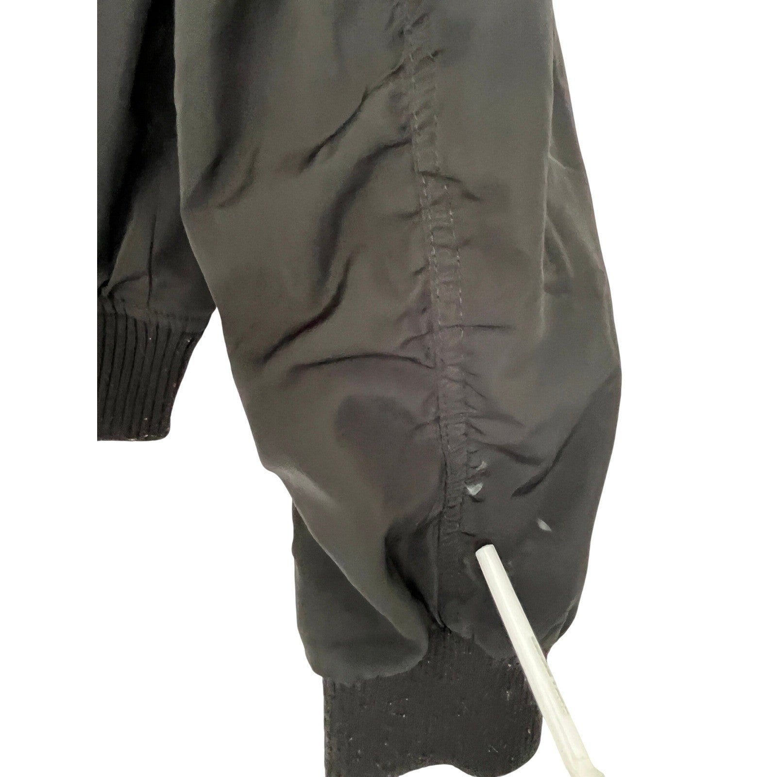 H M Black Bomber Jacket Full Zip Ring Detail Ribbed Cuffs Sz 10 11