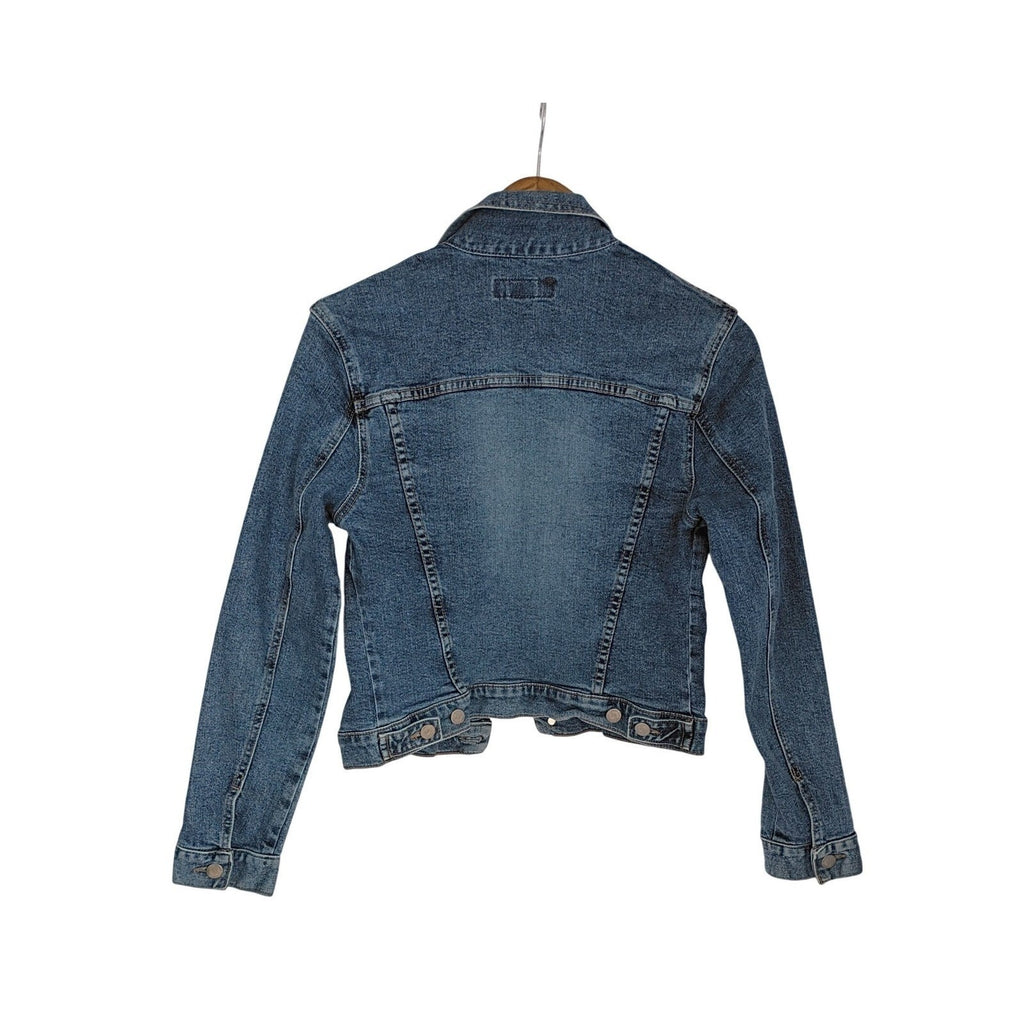 Nine Planet Vintage Y2K Cropped Denim Jacket S Fitted Blue Jean Retro Cyber
