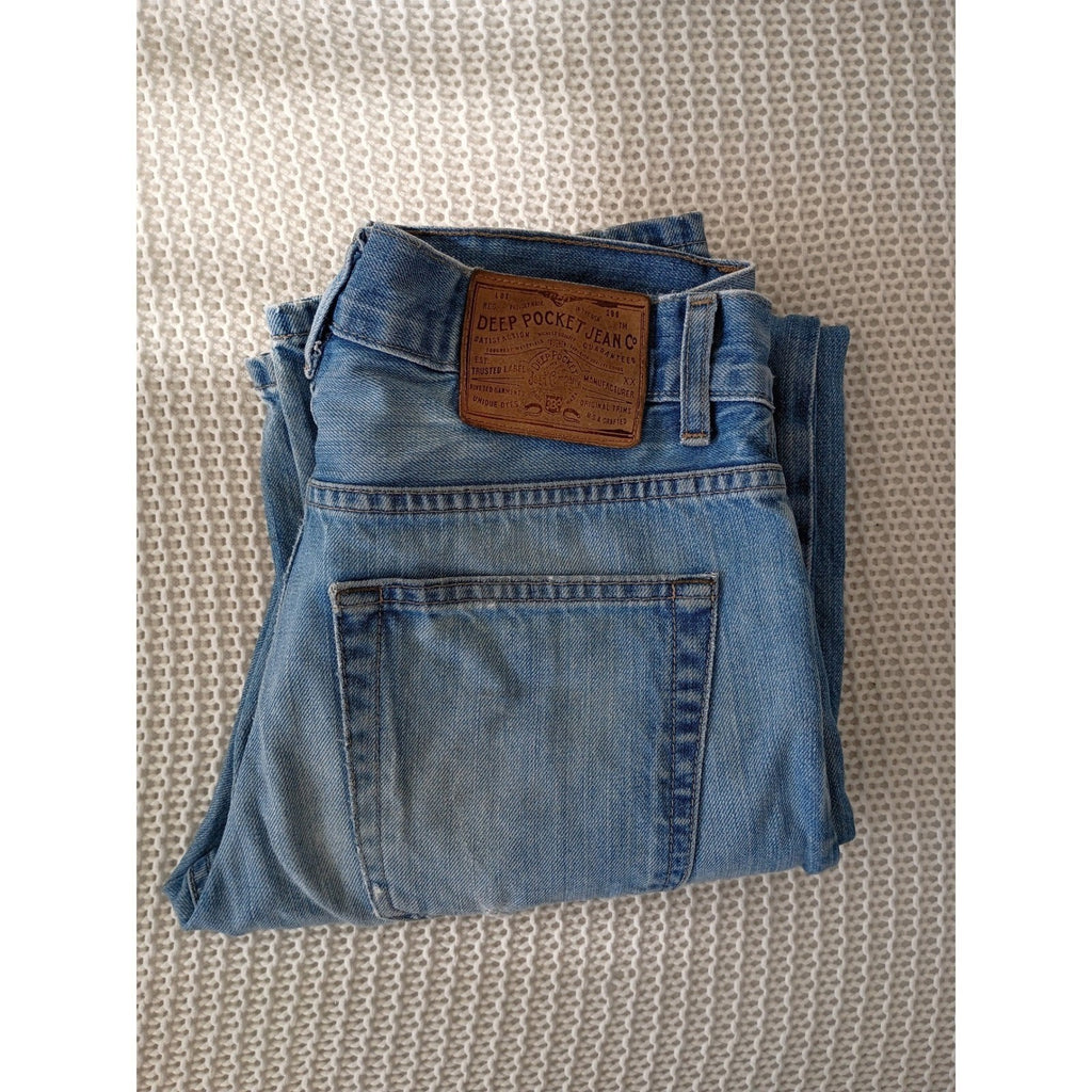 VTG Deep Pocket Jean Co USA Kentucky Straight Leg Jeans Light Wash Button Fly 29