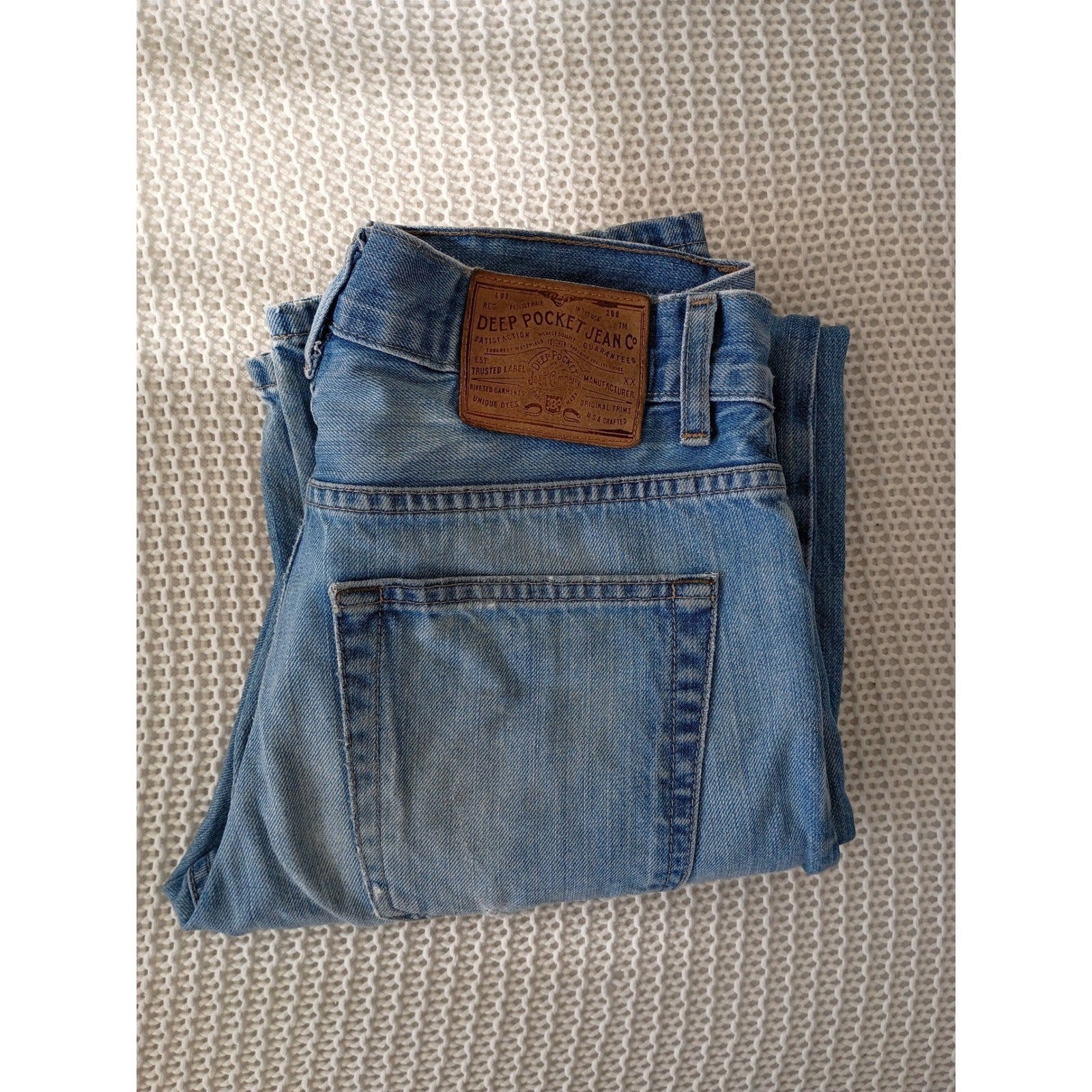 VTG Deep Pocket Jean Co USA Kentucky Straight Leg Jeans Light Wash Button Fly 29