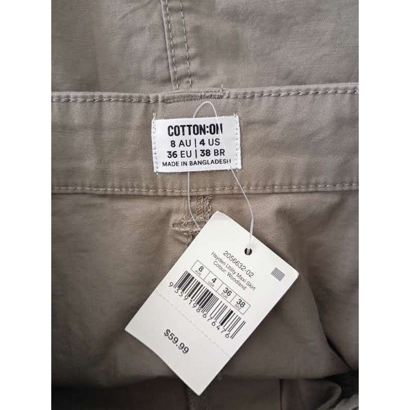 Cotton On Hayden Utility Mini Skirt 98% Cotton Green Cargo Pockets Small NWT