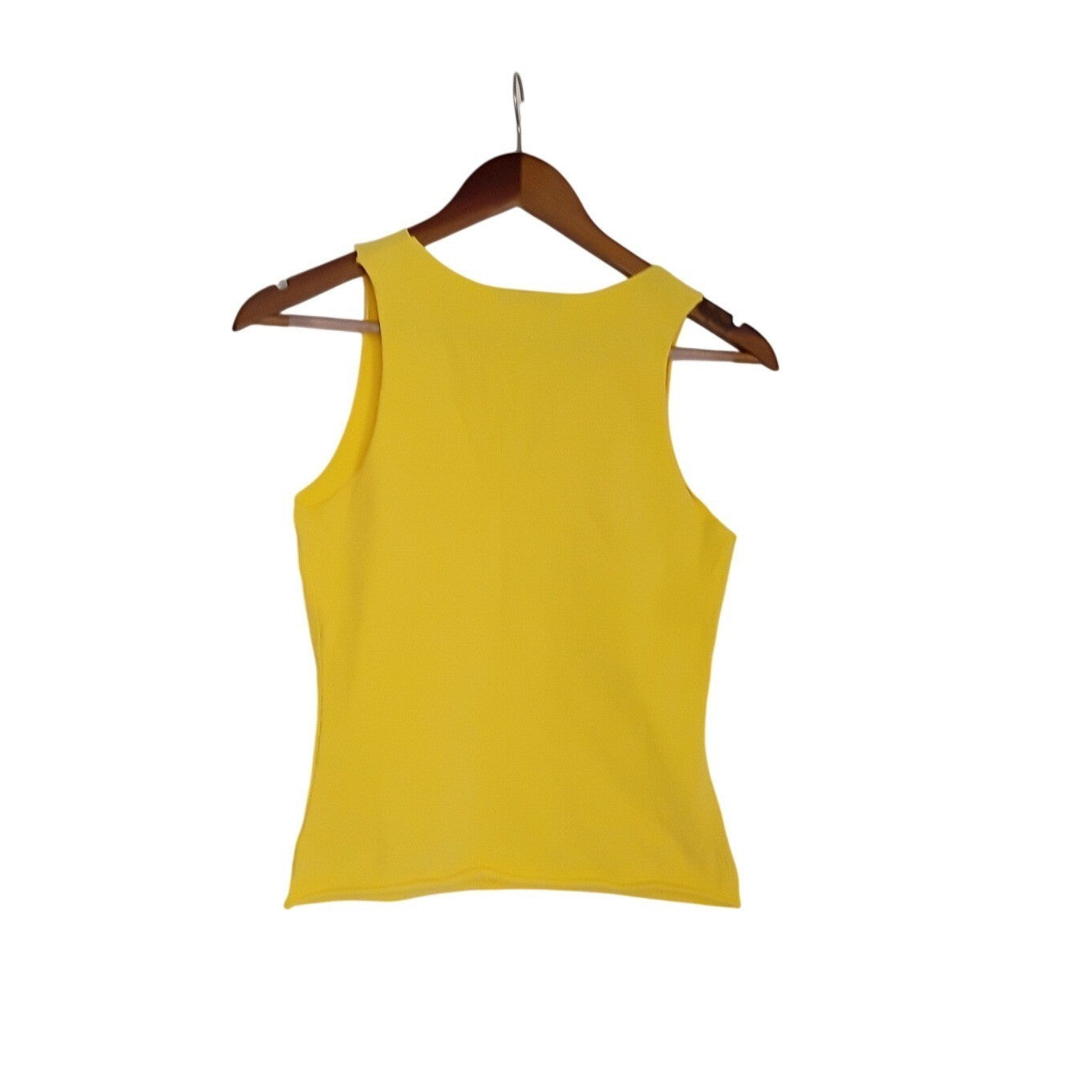 Nally & Millie Vibrant Yellow V-Neck Sleeveless Tank Top Raw Hem USA S M Boho
