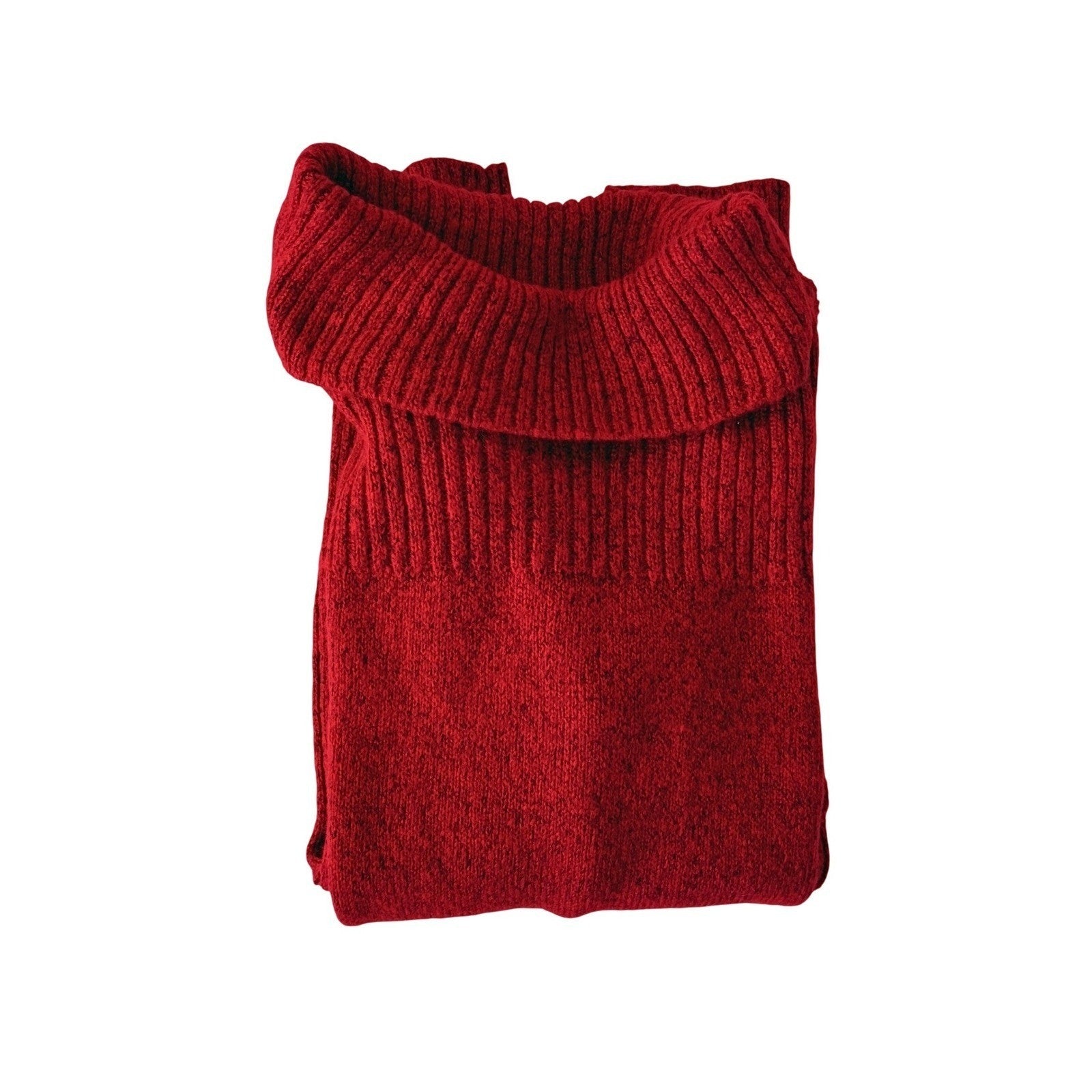 Crimson Red Ribbed Turtleneck Sweater Cozy Knit Long Sleeve Top No Tags Fits L