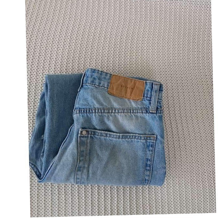 &Denim H&M Wide Leg Ultra High Waist Jeans 4/26x31 Light Wash Distressed Blue
