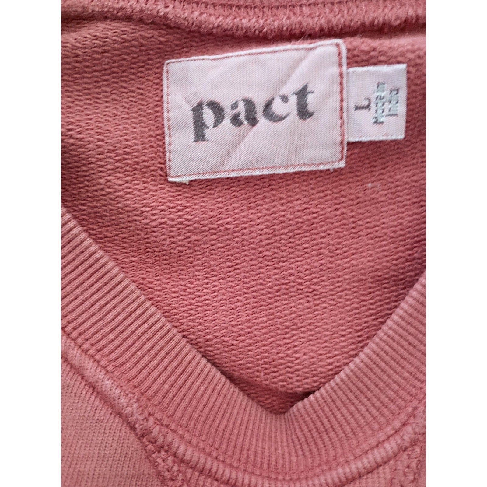Pact 100% Organic Cotton Raglan Crewneck Sweatshirt Large Terracotta Pink