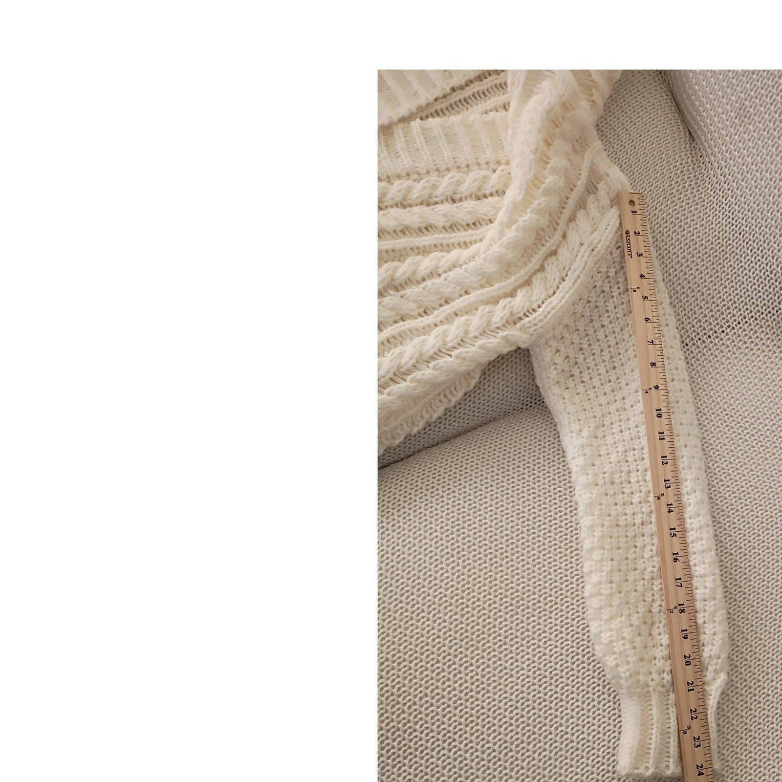 Princess Polly Elegant Cozy Cream Cable Knit Cropped Cardigan Open Front M NWOT