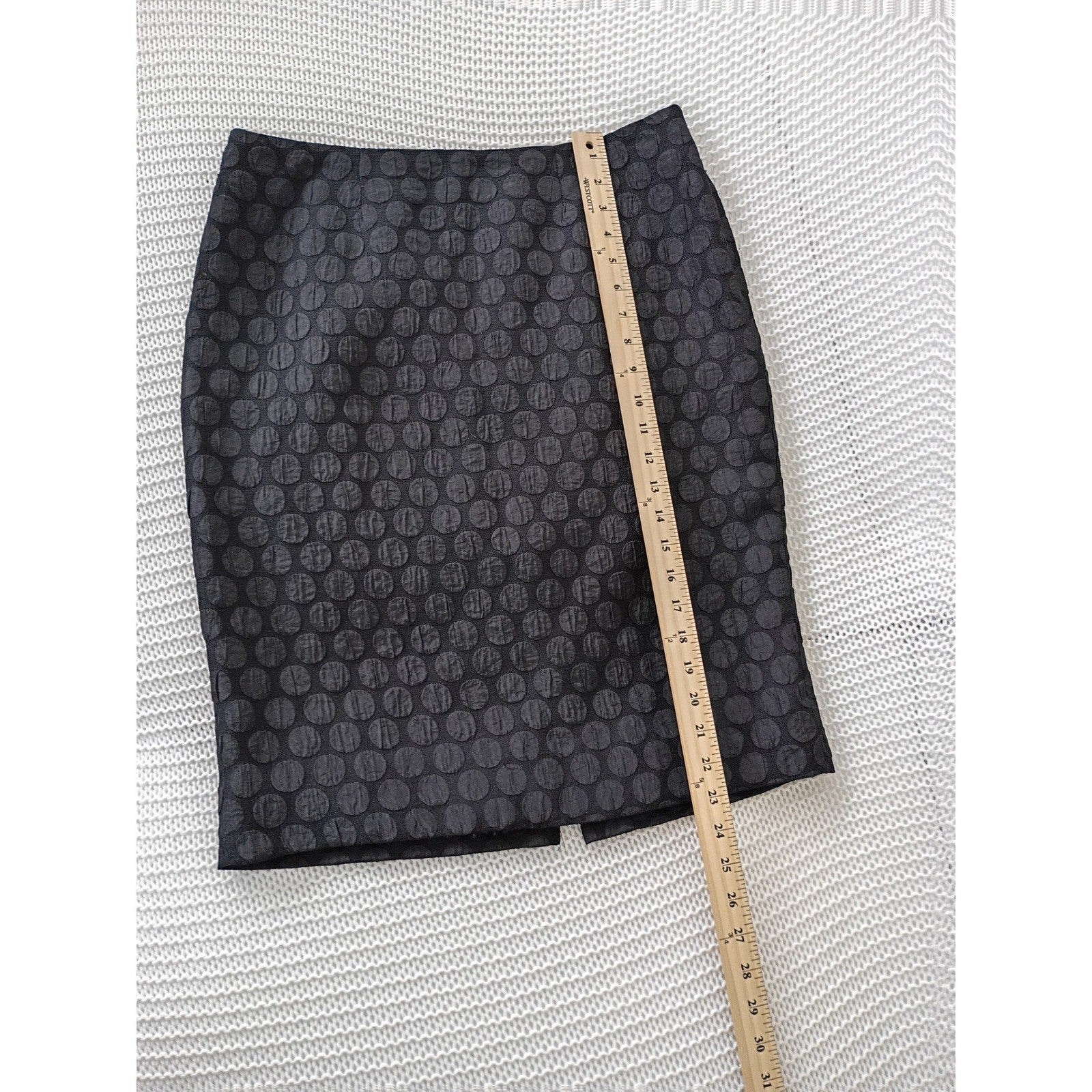 Maeve Anthropologie Black Textured Polka Dot Jacquard Pencil Skirt Medium 8