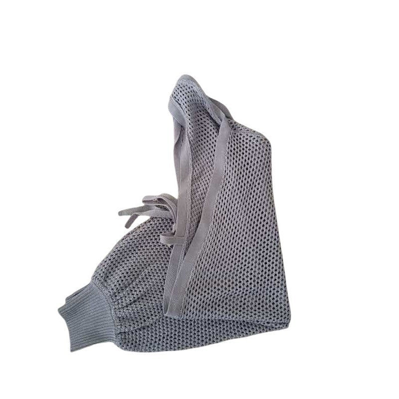 New AF Grey Mesh Open Back Tie Front Cropped Cardigan Sweater Sleeve Top Fit All