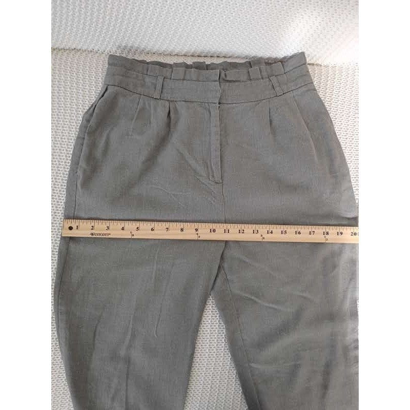 HAVE Los Angeles Linen Blend High Waisted Pleated Trousers Olive Green Sz Mx27