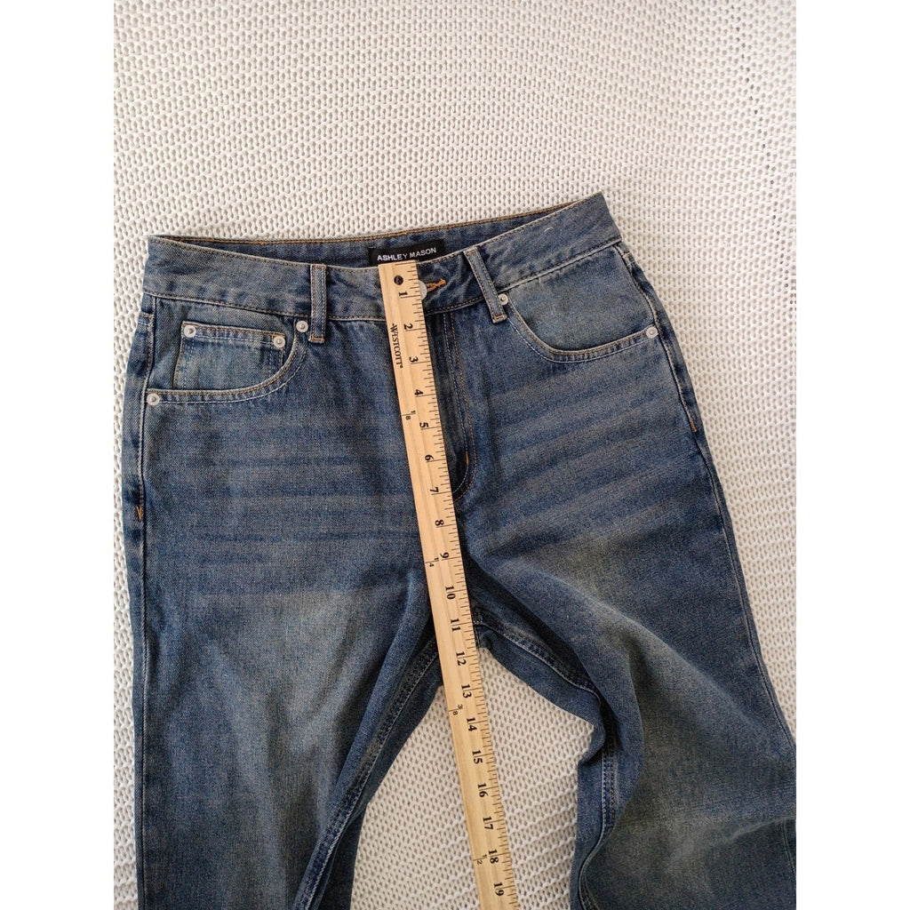 Ashley Mason $78 Premium Blue Wash Straight Leg Jeans Size 3 26x29 Denim