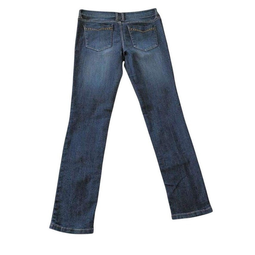 Y2K Moto Utility Skinny Jeans Dark Wash Embroidered Pocket 30x31 2.1 Denim
