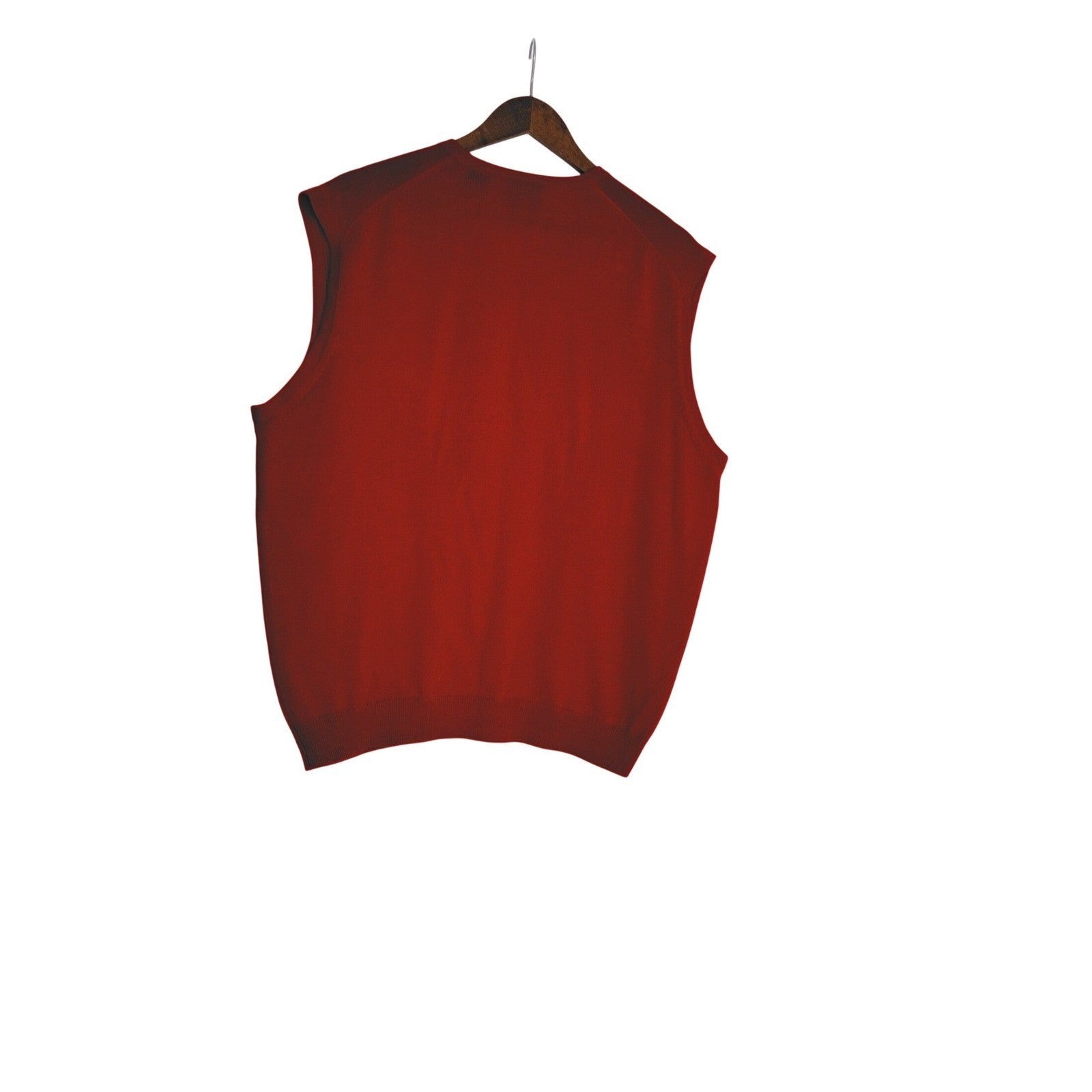 Jos A Bank Signature L Red 100% Merino Wool V-Neck Sweater Vest Italian Yarn Men