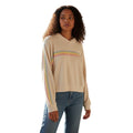 SPIRITUAL GANGSTER Rainbow Stripe Crop Hoodie M Cream Cotton Modal Yoga