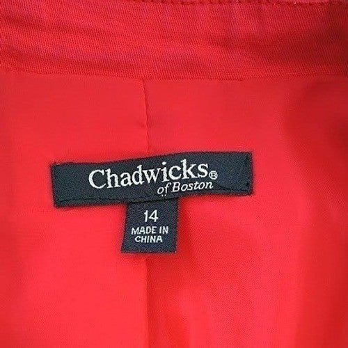 Red Cotton Blazer Tailored Career Jacket Size 14 NWOT Professional Chadwicks