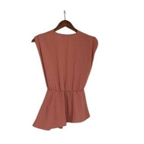 Zara Dusty Rose Pink Peplum Wrap Top Belted V-Neck Sleeveless Fits S Small 2 4