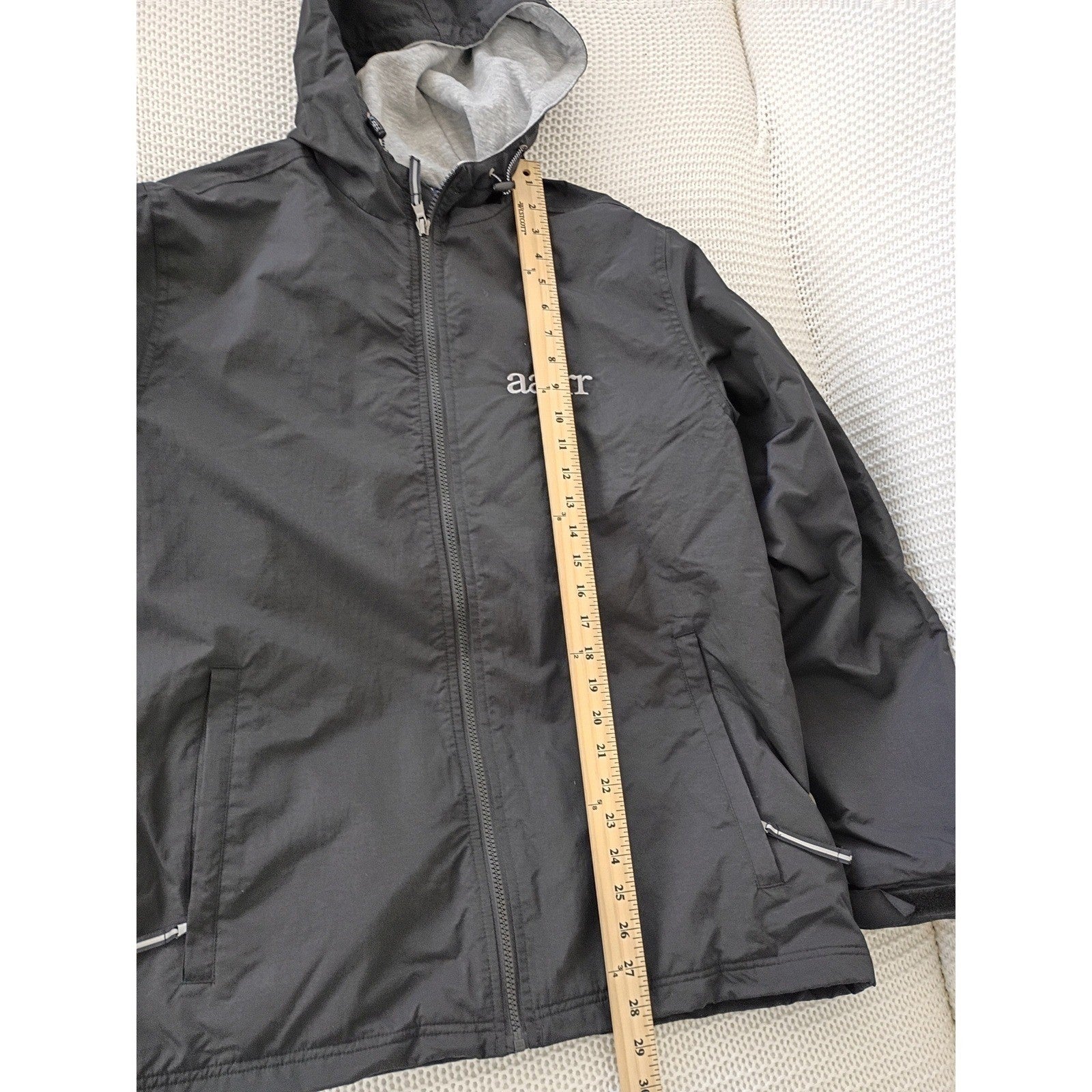 Charles River Apparel Mens Gray Hooded Windbreaker Jacket Size L AALR Logo