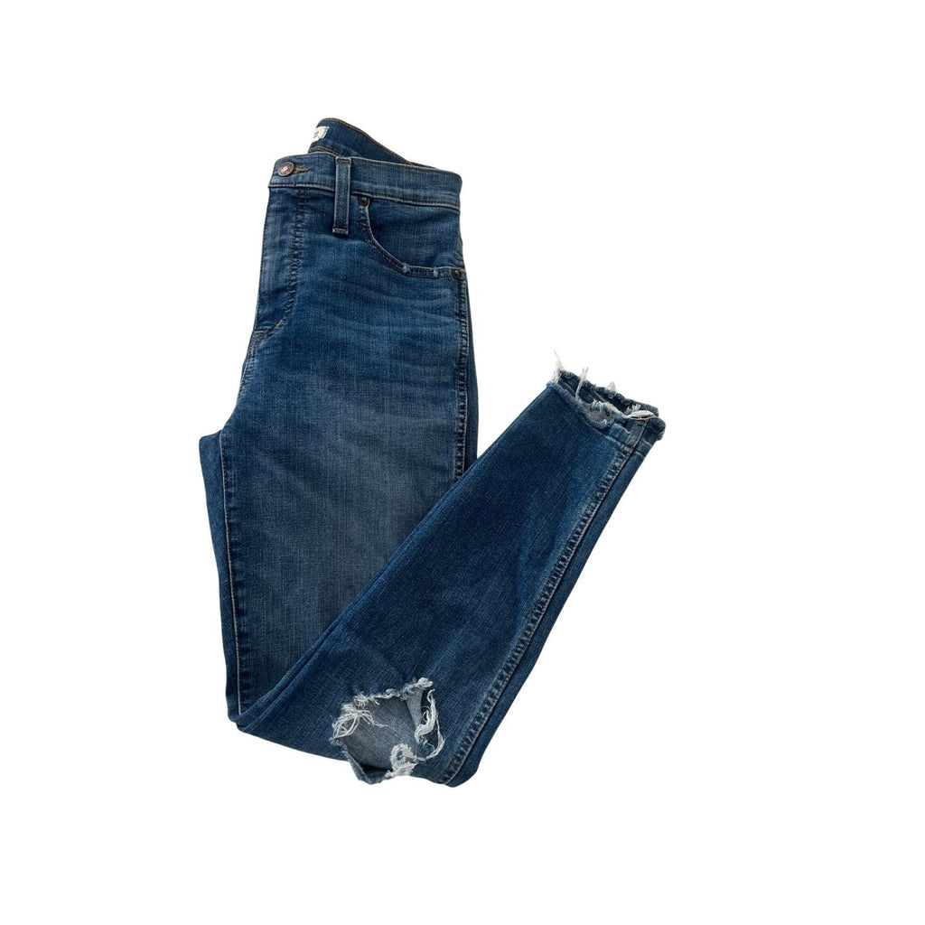 Madewell Women Blue Denim Jeans Button Fly Distressed Straight Leg Size 27