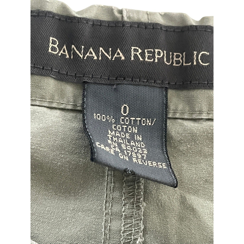 Banana Republic Olive Green Cargo Pants Drawstring Cropped Leg Size Fit 26)