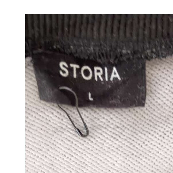 Storia Black Lightning Bolt Cropped Sweatshirt L 85% Cotton Retro Streetwear