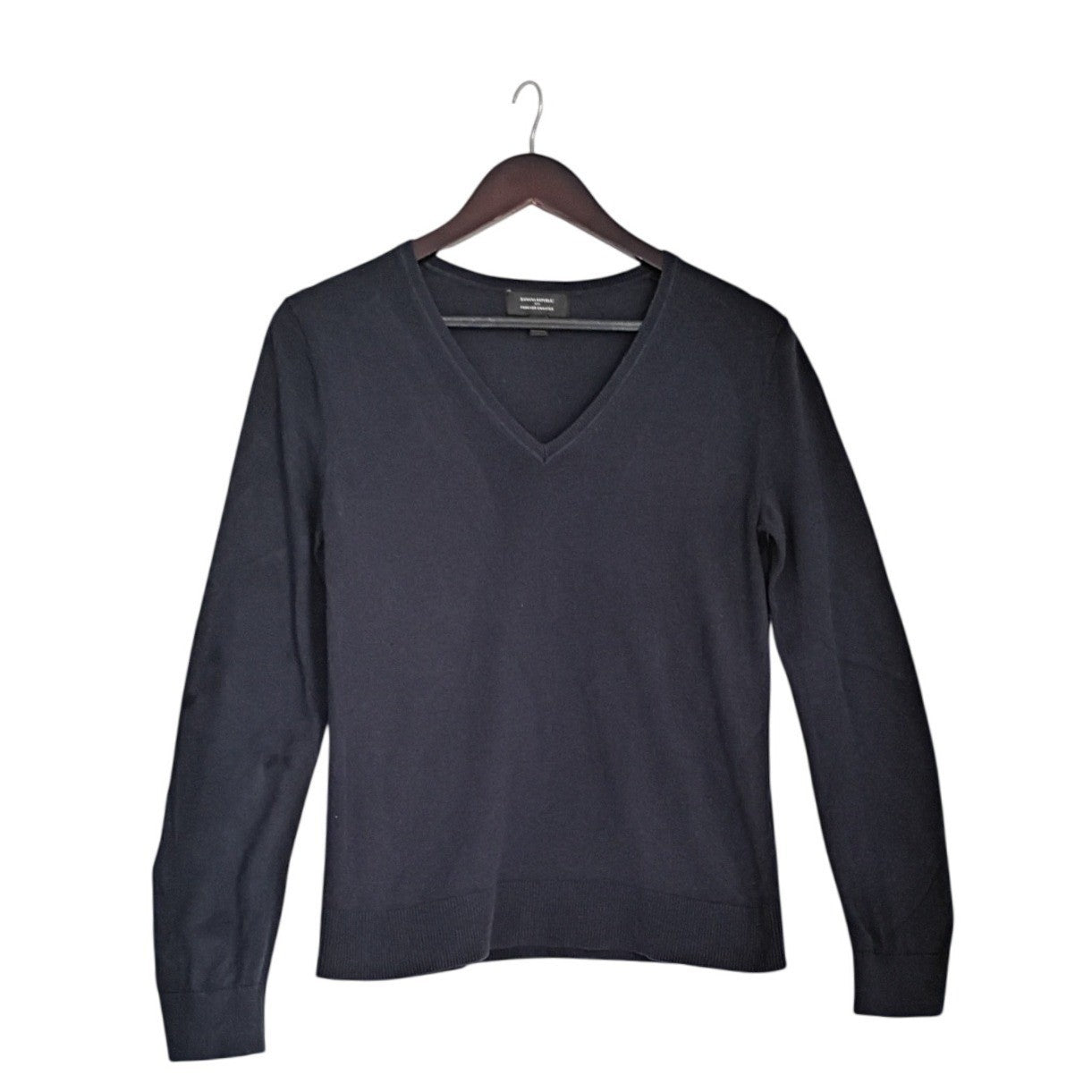 Banana Republic Factory Navy Forever V-Neck Sweater S Cotton Blend