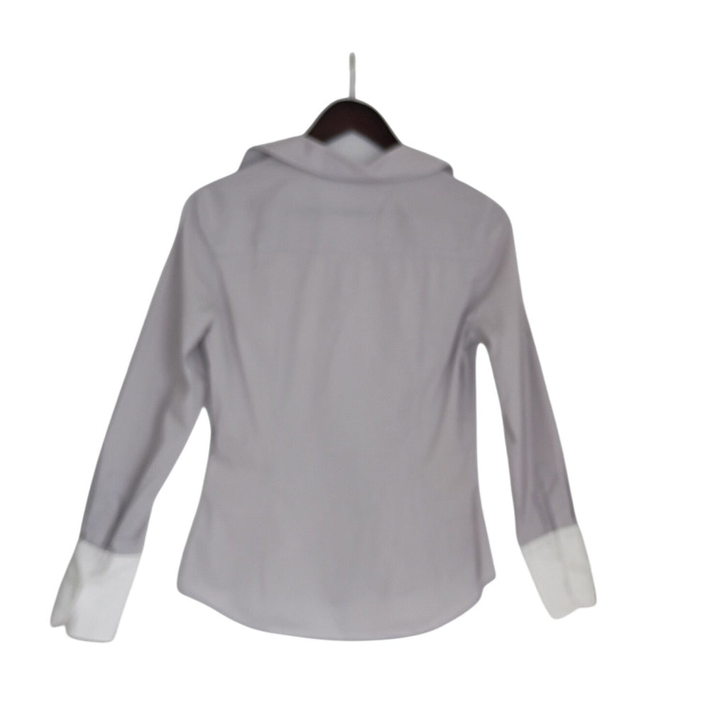 ZARA Classic Grey White Micro Stripe Button Down Shirt Contrast Cuff Fits S/M