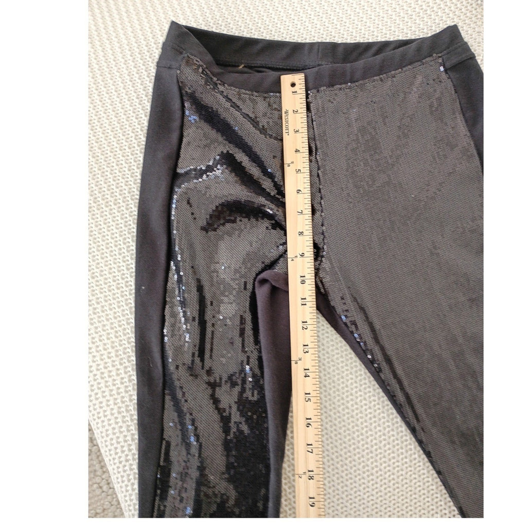Black Sequin Panel Leggings Womens XL Party Festival Pants NWOT