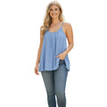 NWT ZENANA Periwinkle Blue Pleated Flowy Cami Tank XL Boho Lightweight Relax Fit