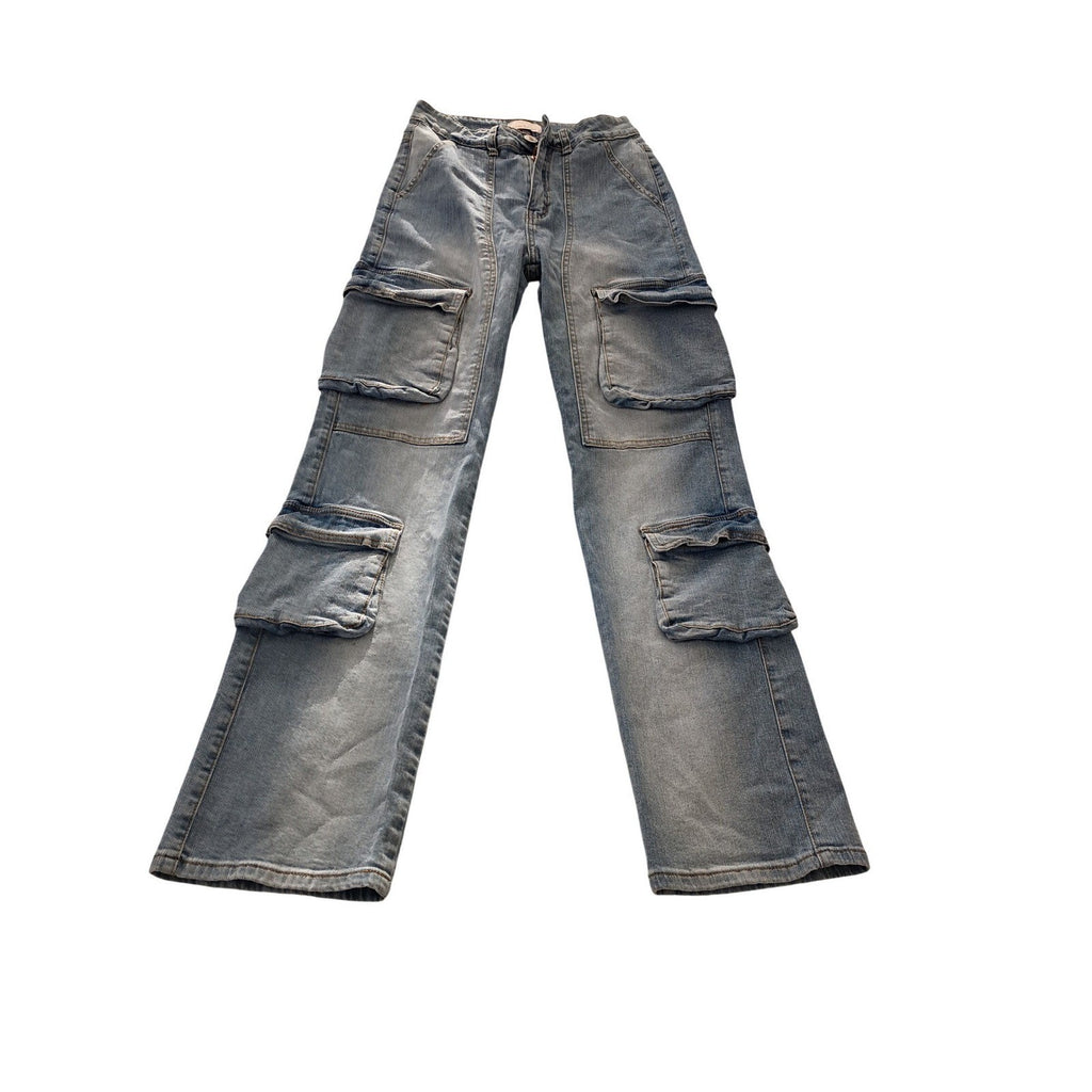 LILAC SUNSET Light Blue Denim Cargo Pants 24x31T
