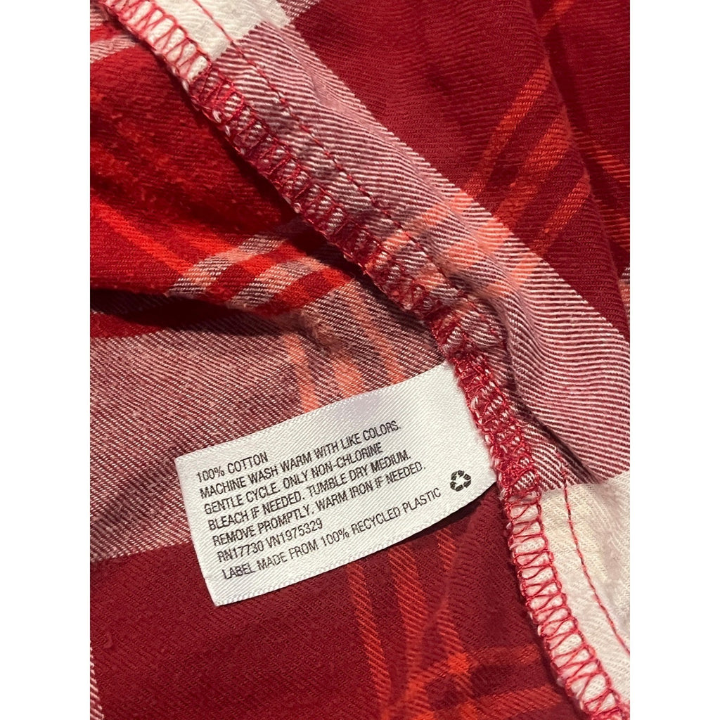 HEARTH & HAND Magnolia Red White Plaid Pajama Shirt Mens S Cotton