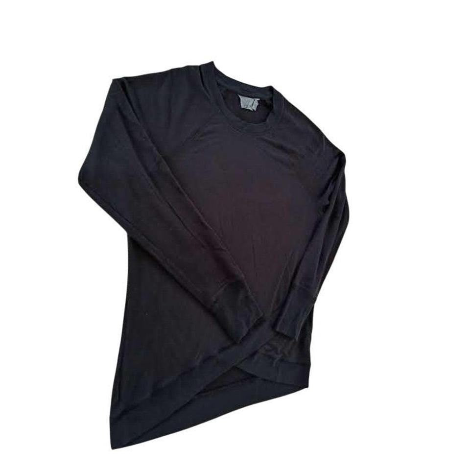 Athleta Black Modal Blend Long Sleeve Crewneck Pullover Top Size S/M