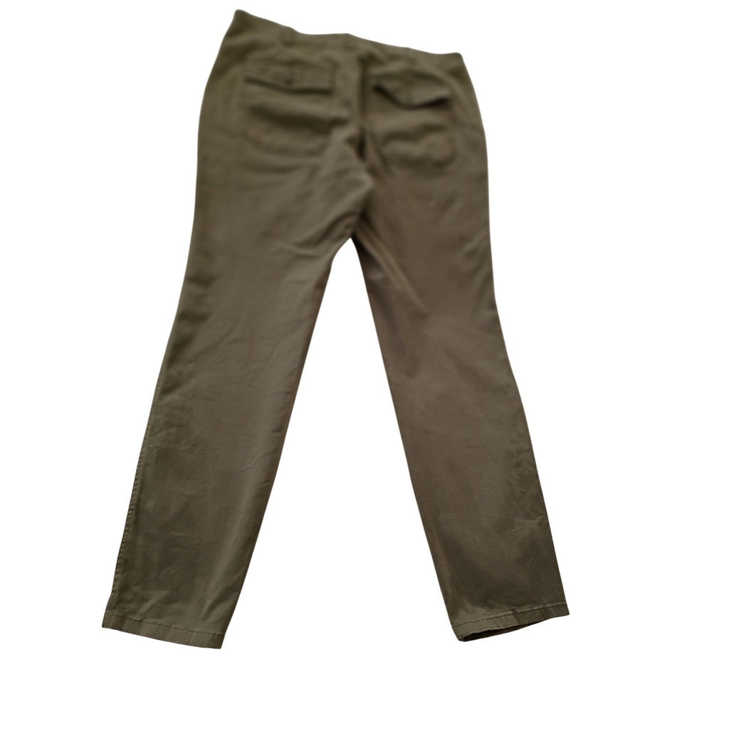 Mango MNG Olive Green Chinos Pants Button Fly Straight Leg Casual Men Size 34