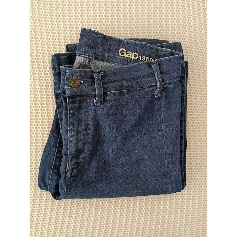 GAP 1969 High Rise Bootcut Flare Clean Dark Indigo Jeans 27x33 Stretch Denim