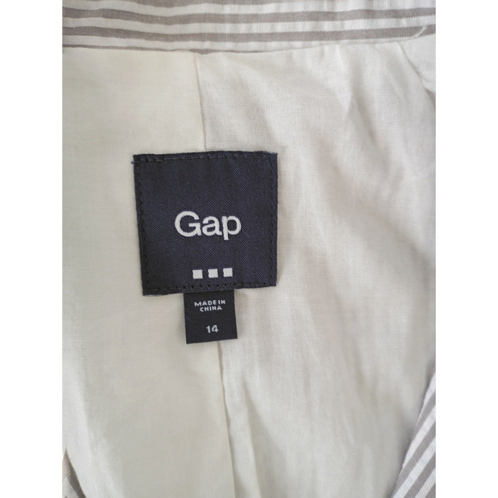 Gap NWOT Navy White 100% Cotton Seersucker Striped Blazer Jacket Coastal 14