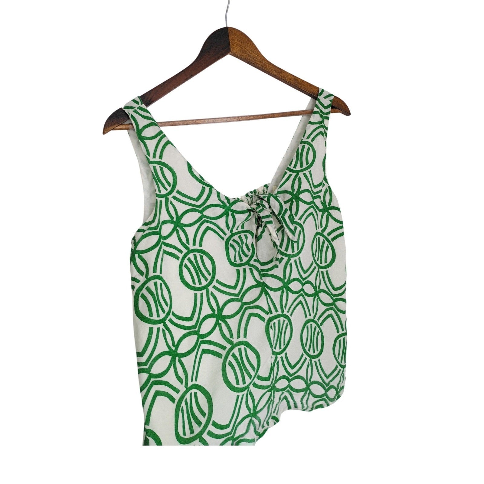 Maeve Anthropologie Green White Geometric Print Sleeveless Crop Top Fits S $78